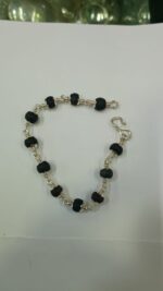 Karungali Silver Bracelet | Black Ebony Wood Bracelets | 100% Natural Unpolished Karungali Bracelets Original | Great Gift for loved ones | 1 Piece