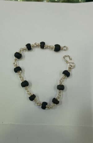 Karungali Silver Bracelet | Black Ebony Wood Bracelets | 100% Natural Unpolished Karungali Bracelets Original | Great Gift for loved ones | 1 Piece