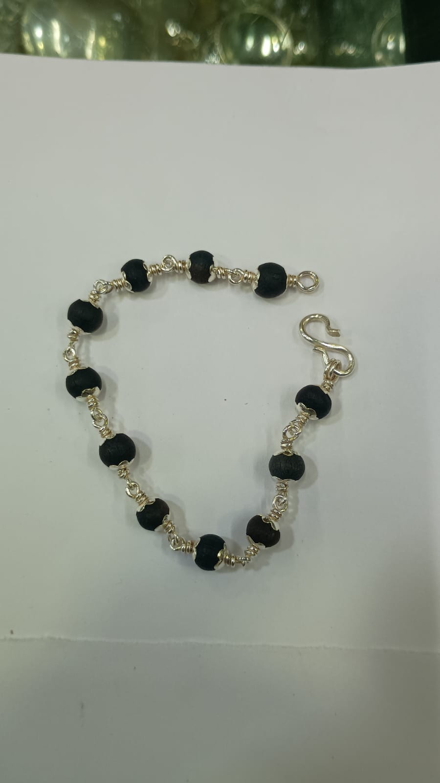 Karungali Silver Bracelet | Black Ebony Wood Bracelets | 100% Natural Unpolished Karungali Bracelets Original | Great Gift for loved ones | 1 Piece