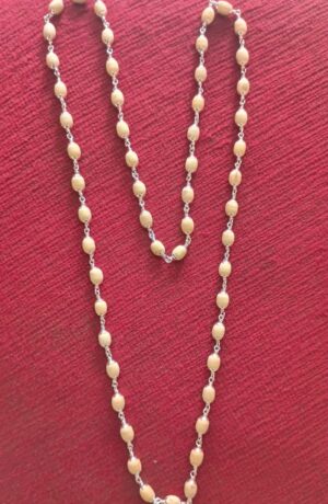 Sacred Tulasi (Premium Tulasi–Silver 28 inch | 54 Beads Maala – Sacred Holy Basil Garland with Silver Capped Beads for Devotion & Japa | Silver Maala | 108 Beads | Pure Handcrafted Garland for Devotion, Chanting & Protection