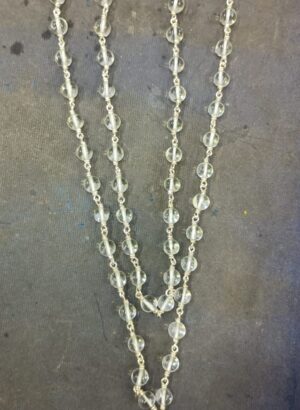 Premium Spatica (Quartz Crystal) Silver Maala  | 54 Beads Sacred Crystal Garland for Energy, Healing & Meditation