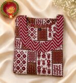 Brownish Maroon Printed Cotton Salwar Suit with Dupatta - Image 4