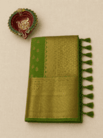 Parrot Green Semi Silk Saree - Image 5