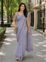 Soft Pastel Lavender Cotton Saree with Simple Pallu and Plain Blouse