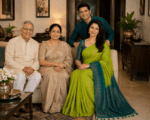 Parrot Green Silk Cotton Saree with a Rich Teal Blue Pallu and Blouse - Image 4