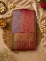Lavender Mauve Shade Semi Silk Saree - Image 3