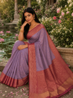 Lavender Mauve Shade Semi Silk Saree - Image 2