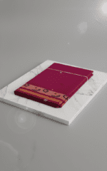 Magenta Handloom Cotton Saree with floral border and plain pallu - Image 6