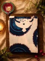 Ivory with indigo blue circular motifs cotton salwar suit with dupatta - Image 3