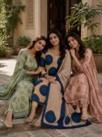 Ivory with indigo blue circular motifs cotton salwar suit with dupatta - Image 7