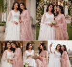 White Anarkali Gown Set with Dupatta - Image 2