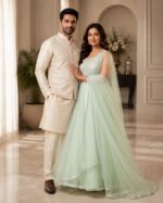Mint Green Anarkali Gown Set with Dupatta - Image 2