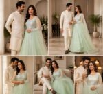 Mint Green Anarkali Gown Set with Dupatta - Image 3