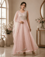 Peach Anarkali Gown Set with Dupatta - Image 5