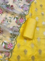 Yellow Mercerised Cotton Salwar Suit - Image 2