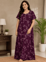 Alpine Maroon Floral Printed Nighty