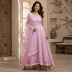 Pastal Pink Anarkali Style Gown with Dupatta