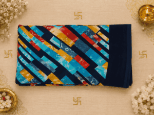 Navy Blue Powder Crepe Saree