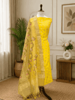 Yellow Mercerised Cotton Salwar Suit - Image 3