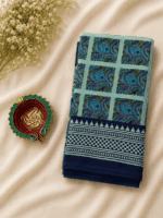Aqua bluish Green Powder Crepe Saree