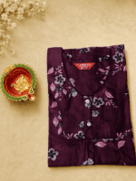 Alpine Maroon Floral Printed Nighty - Image 2