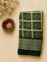 Olive Green Powder Crepe Saree