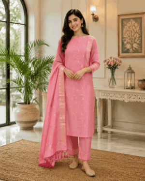 Pink Katan Semi Silk Salwar Suit Unstitched Material