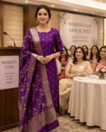 Royal Purple Banarasi Katan Semi Silk Unstitched Salwar Suit Material - Image 4