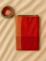 Off White and Dual Tone Red Khadi Saree - Image 4