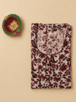 Light blush pink printed cotton nighty - Image 2