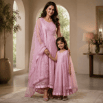 Pastal Pink Anarkali Style Gown with Dupatta - Image 3