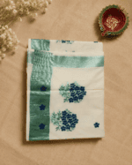Off White Cotton Saree with floral embroidery - Image 3