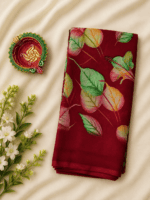 Maroon Powder Crepe Saree - Image 3