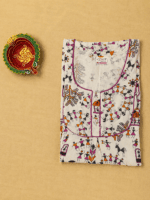 Light Cream printed cotton nighty - Image 3