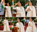White Embroidered Khadi Saree - Image 3