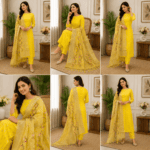 Yellow Mercerised Cotton Salwar Suit - Image 4