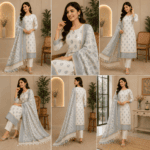 Off White Mercerised Cotton Salwar Suit Unstitched Material - Image 3