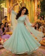 Mint Green Anarkali Gown Set with Dupatta - Image 3