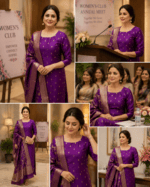 Royal Purple Banarasi Katan Semi Silk Unstitched Salwar Suit Material - Image 5