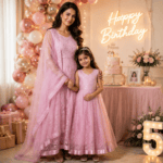 Pastal Pink Anarkali Style Gown with Dupatta - Image 2