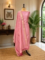 Pink Katan Semi Silk Salwar Suit Unstitched Material - Image 4