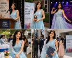 Powder Blue Anarkali Gown Set with Dupatta - Image 2